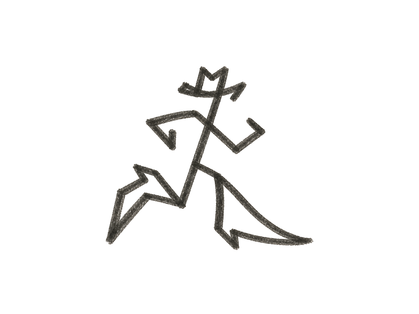A hand-drawn figure wearing a hat